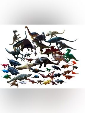 ⭐️ Assorted Multicolor Plastic Dinosaur Toys - approx 40 pieces different sizes
